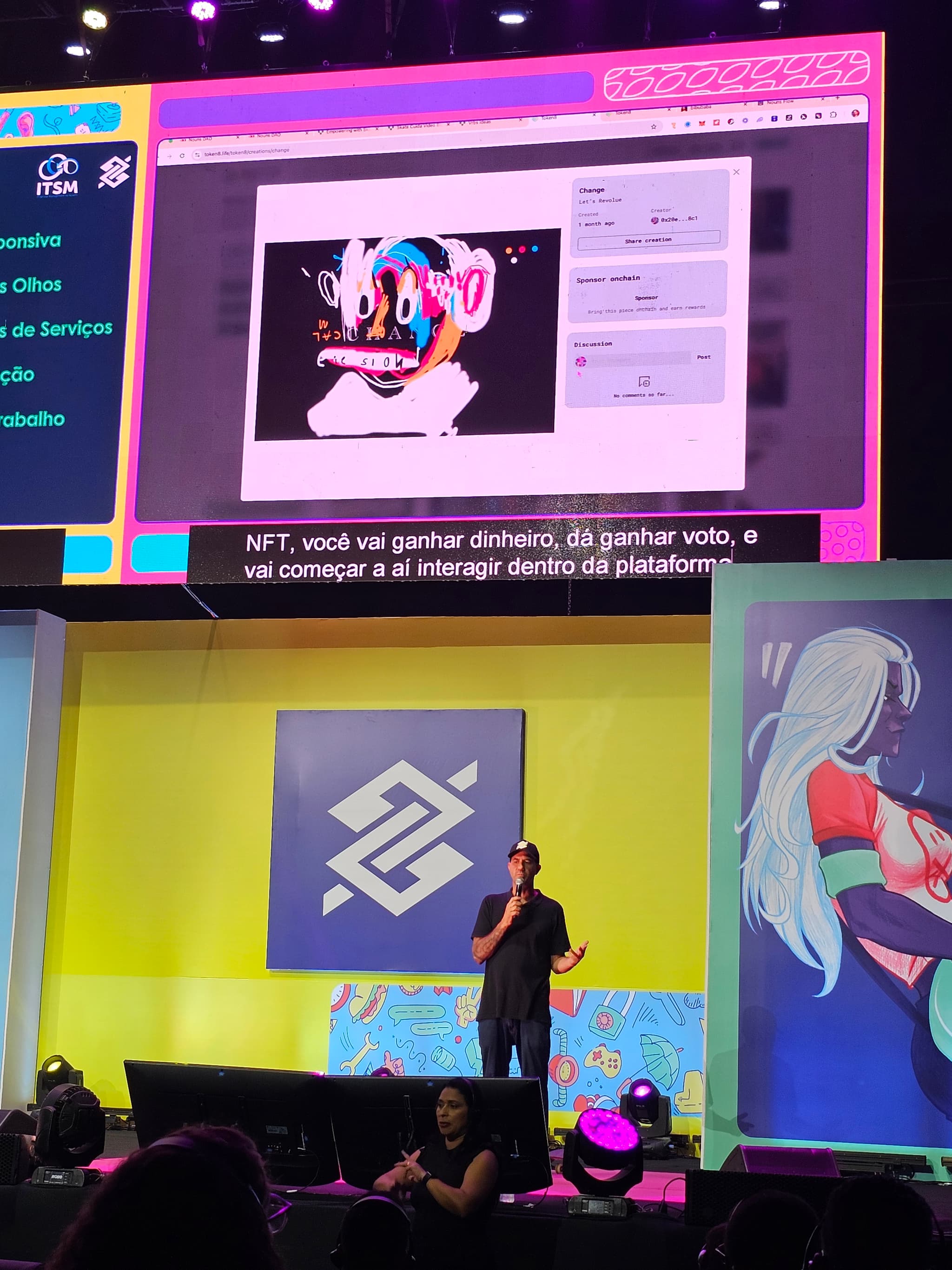 Palestra do Bob Burnquist no BB Digital Week falando sobre o Token8 8